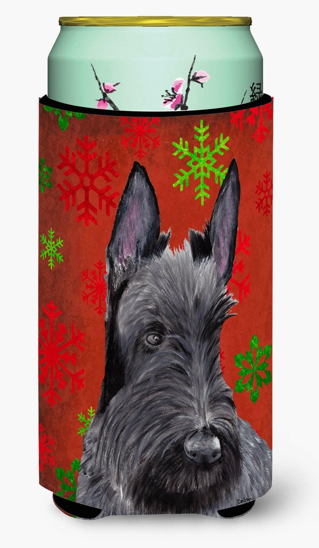 Scottish Terrier Snowflakes Holiday Christmas  Tall Boy Beverage Insulator Beverage Insulator Hugger by Caroline&#39;s Treasures