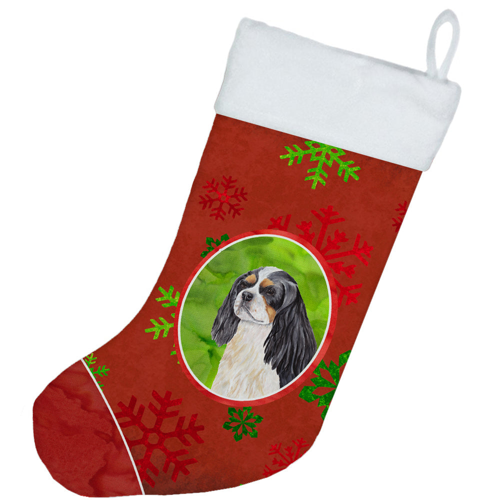 Cavalier Spaniel Red and Green Snowflakes Holiday  Christmas Stocking SC9431
