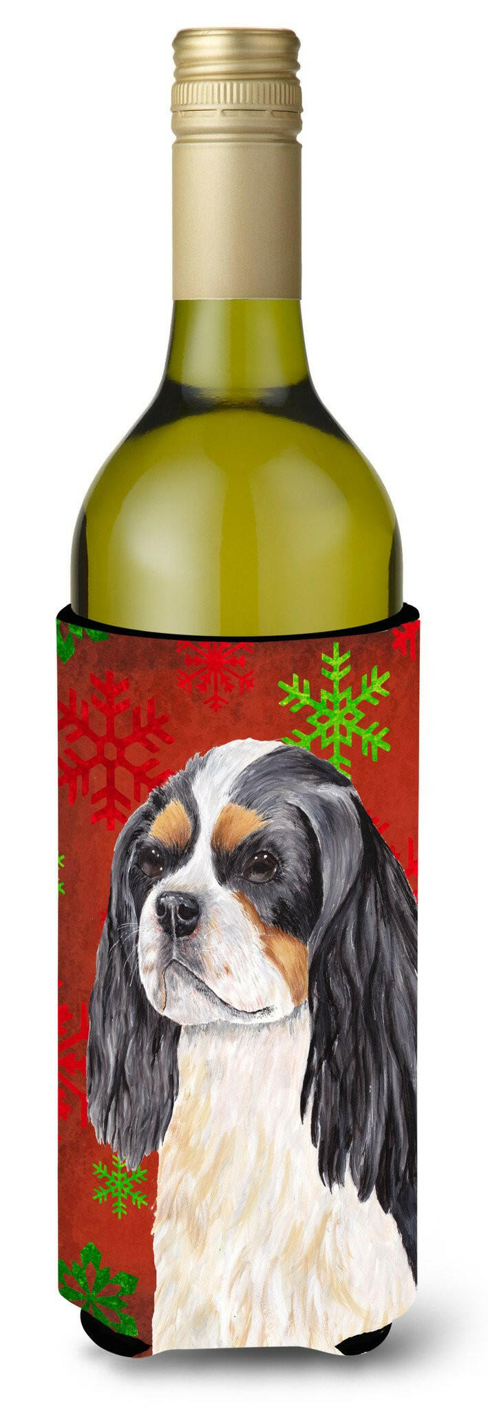 Cavalier Spaniel Snowflakes Holiday Christmas Wine Bottle Beverage Insulator Beverage Insulator Hugger by Caroline's Treasures