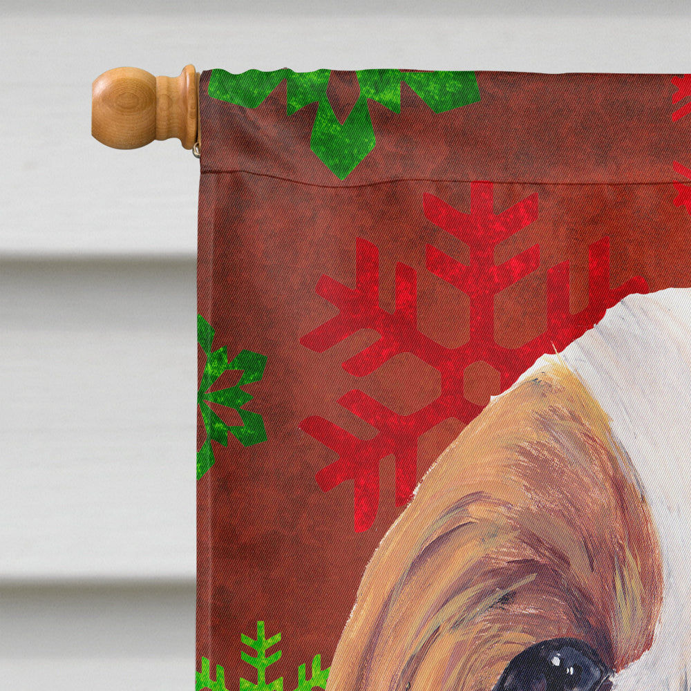 Cavalier Spaniel Red  Green Snowflakes Holiday Christmas Flag Canvas House Size  the-store.com.