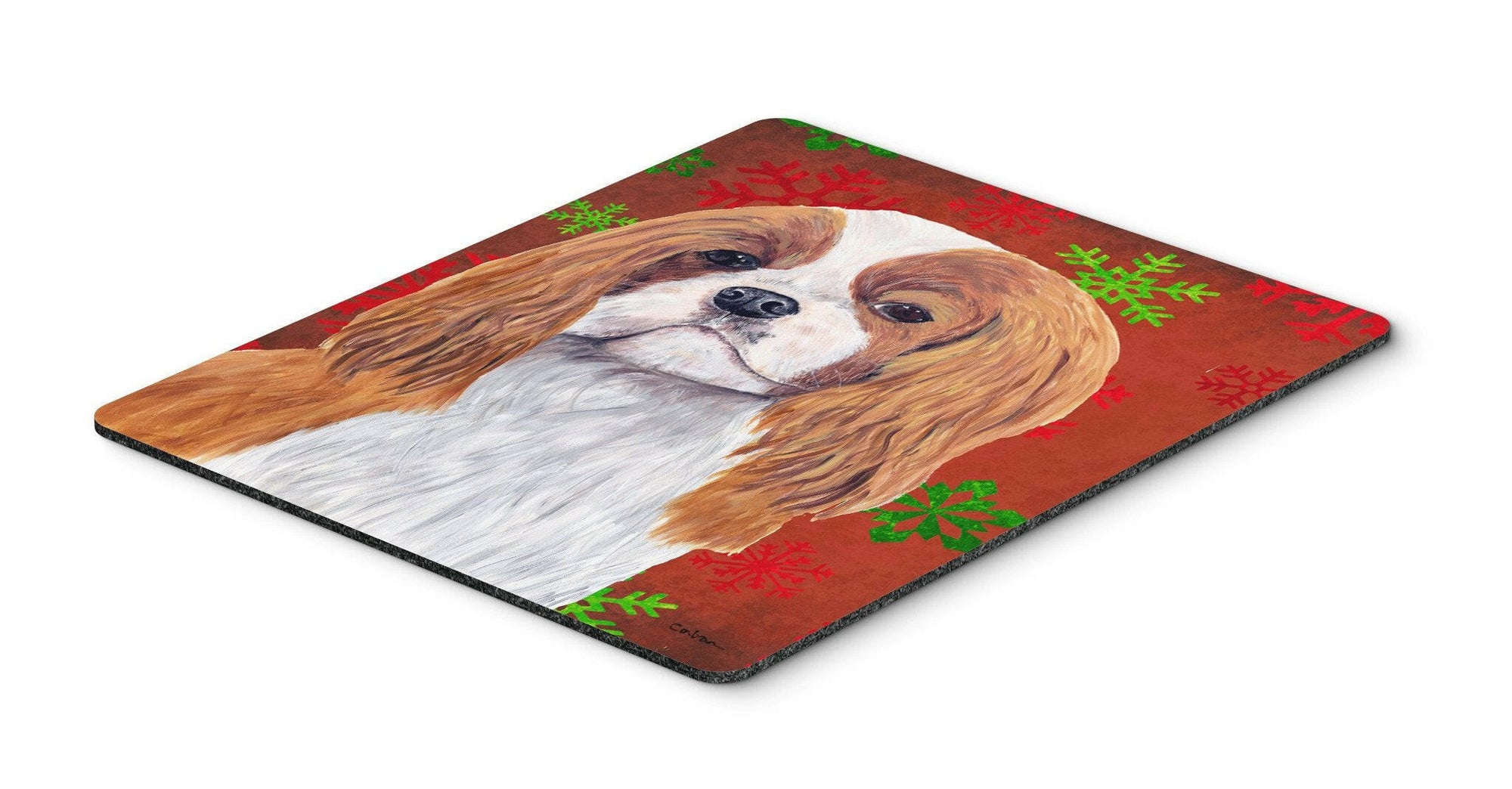 Cavalier Spaniel Red and Green Snowflakes Christmas Mouse Pad, Hot Pad Trivet by Caroline's Treasures