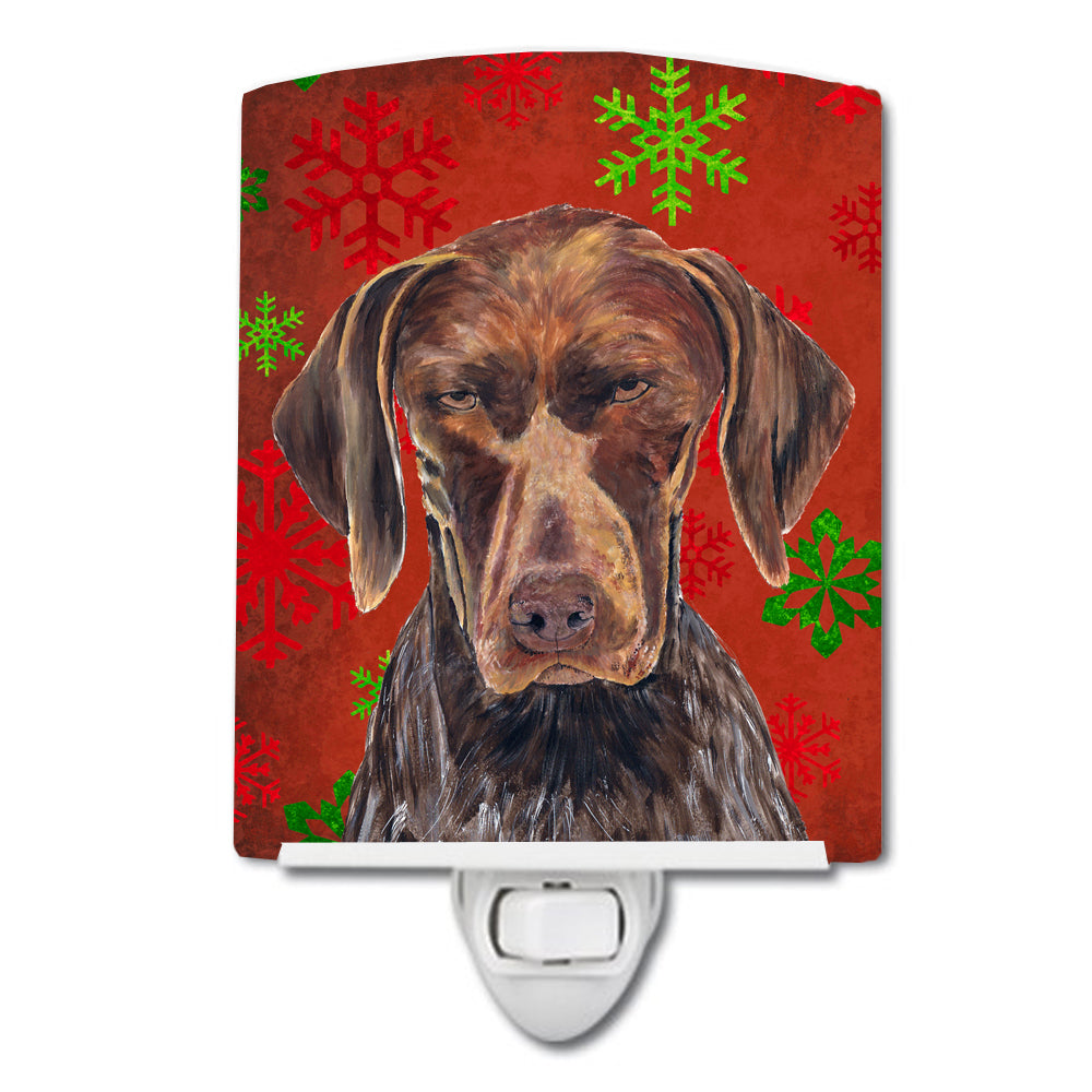 German Shorthaired Pointer Red  Snowflakes Holiday Christmas Ceramic Night Light SC9435CNL - the-store.com