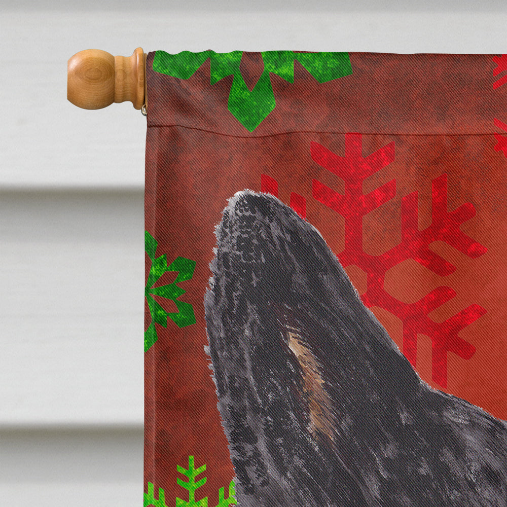 Australian Cattle Dog Red Green Snowflakes Holiday Christmas Flag  House Size  the-store.com.