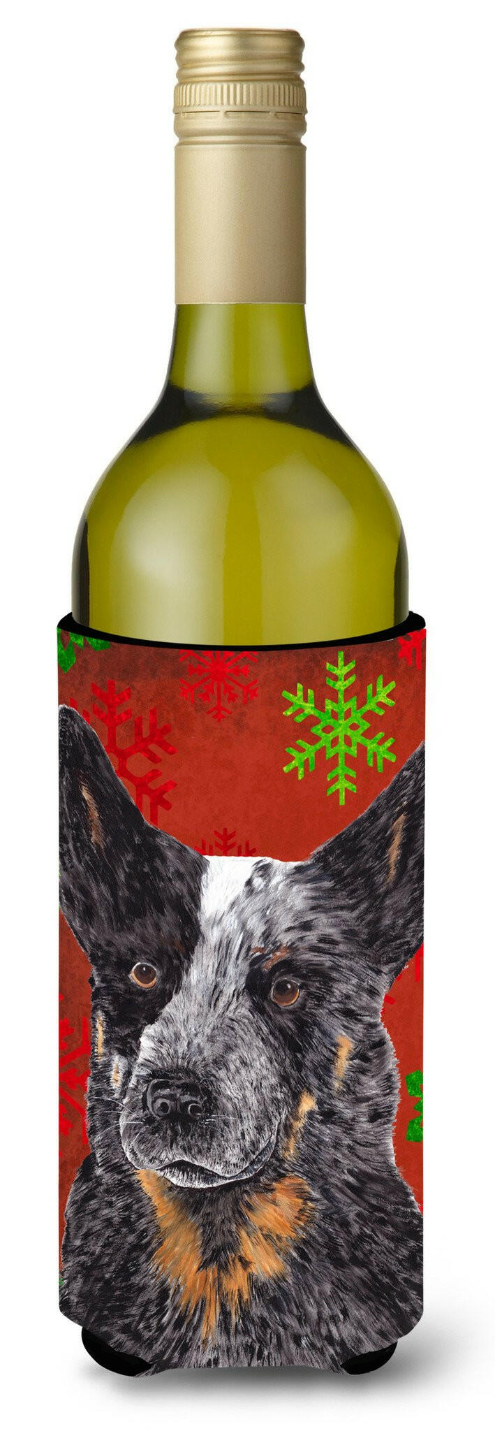 Australian Cattle Dog Snowflakes Christmas Wine Bottle Beverage Insulator Beverage Insulator Hugger by Caroline&#39;s Treasures