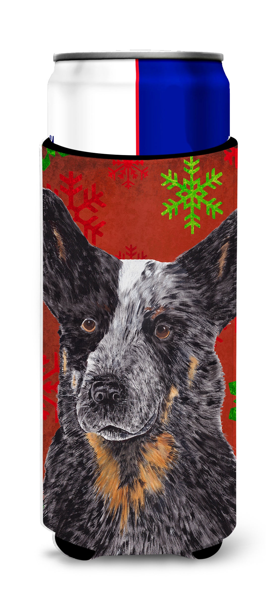 Australian Cattle Dog Red Green Snowflakes Christmas Ultra Beverage Insulators for slim cans SC9436MUK.