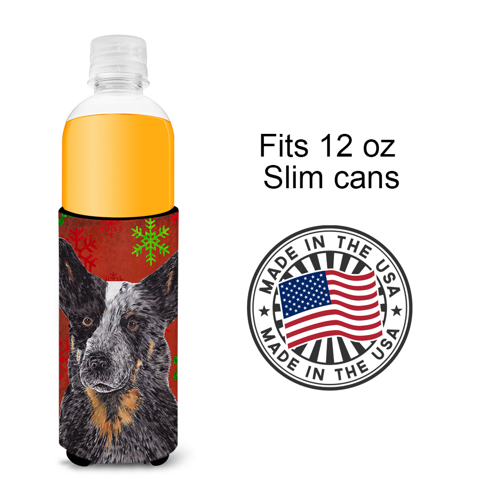 Australian Cattle Dog Red Green Snowflakes Christmas Ultra Beverage Insulators for slim cans SC9436MUK.