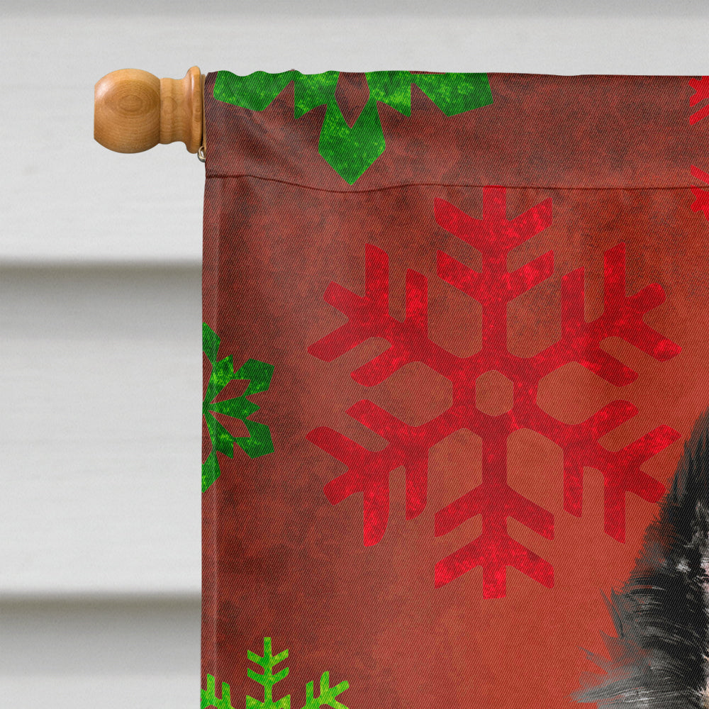 Belgian Sheepdog Red  Green Snowflakes Holiday Christmas Flag Canvas House Size