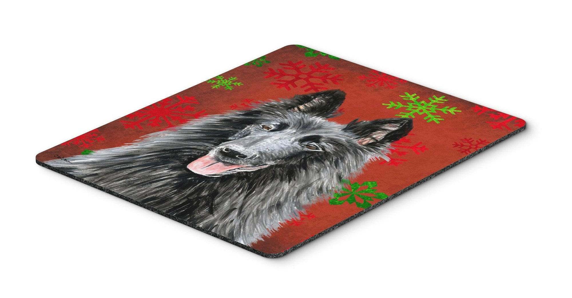 Belgian Sheepdog Snowflakes Holiday Christmas Mouse Pad, Hot Pad or Trivet by Caroline's Treasures