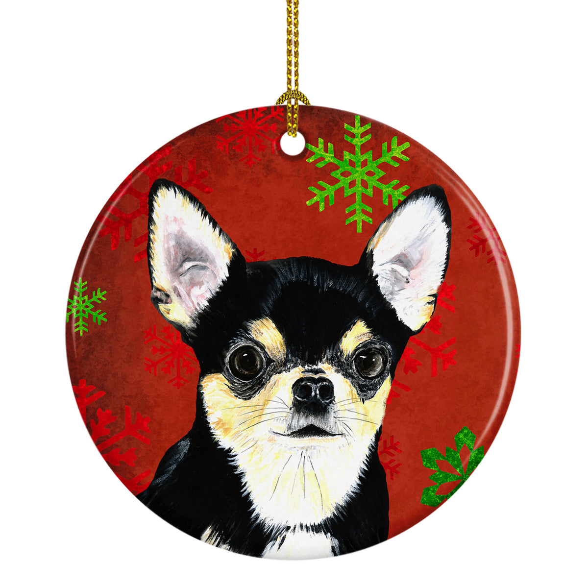 Chihuahua Red Snowflakes Holiday Christmas Ceramic Ornament SC9439 - the-store.com