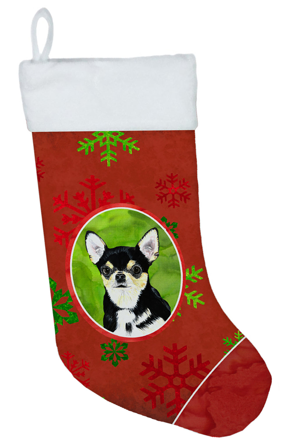 Chihuahua Red and Green Snowflakes Holiday Christmas Christmas Stocking SC9439  the-store.com.