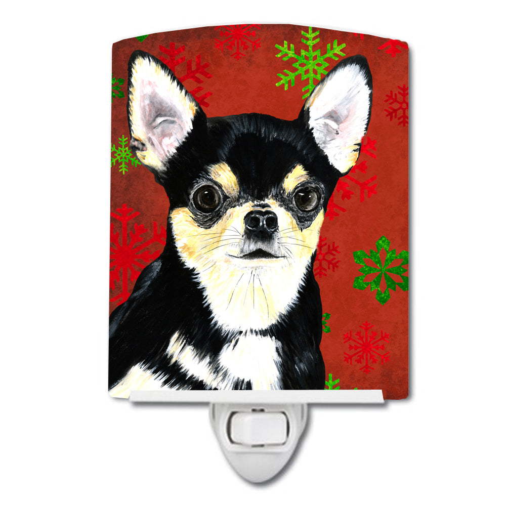 Chihuahua Red and Green Snowflakes Holiday Christmas Ceramic Night Light SC9439CNL - the-store.com