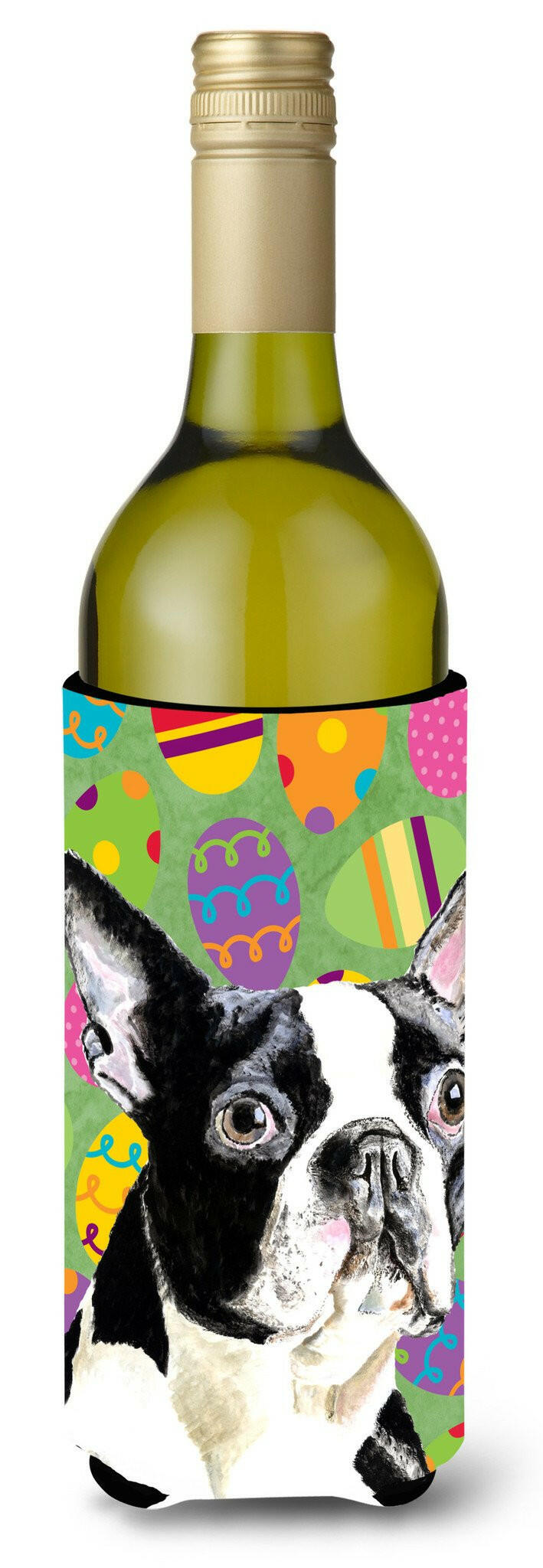 Boston Terrier Easter Eggtravaganza Wine Bottle Beverage Insulator Beverage Insulator Hugger by Caroline&#39;s Treasures