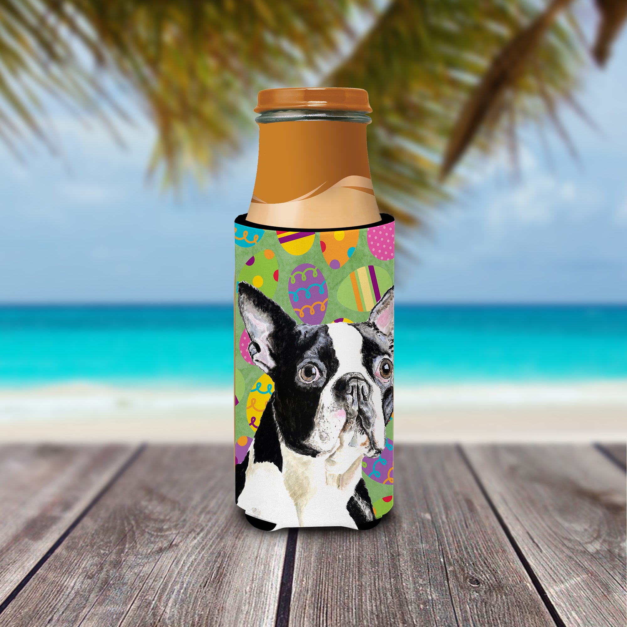 Boston Terrier Easter Eggtravaganza Ultra Beverage Insulators for slim cans SC9440MUK.