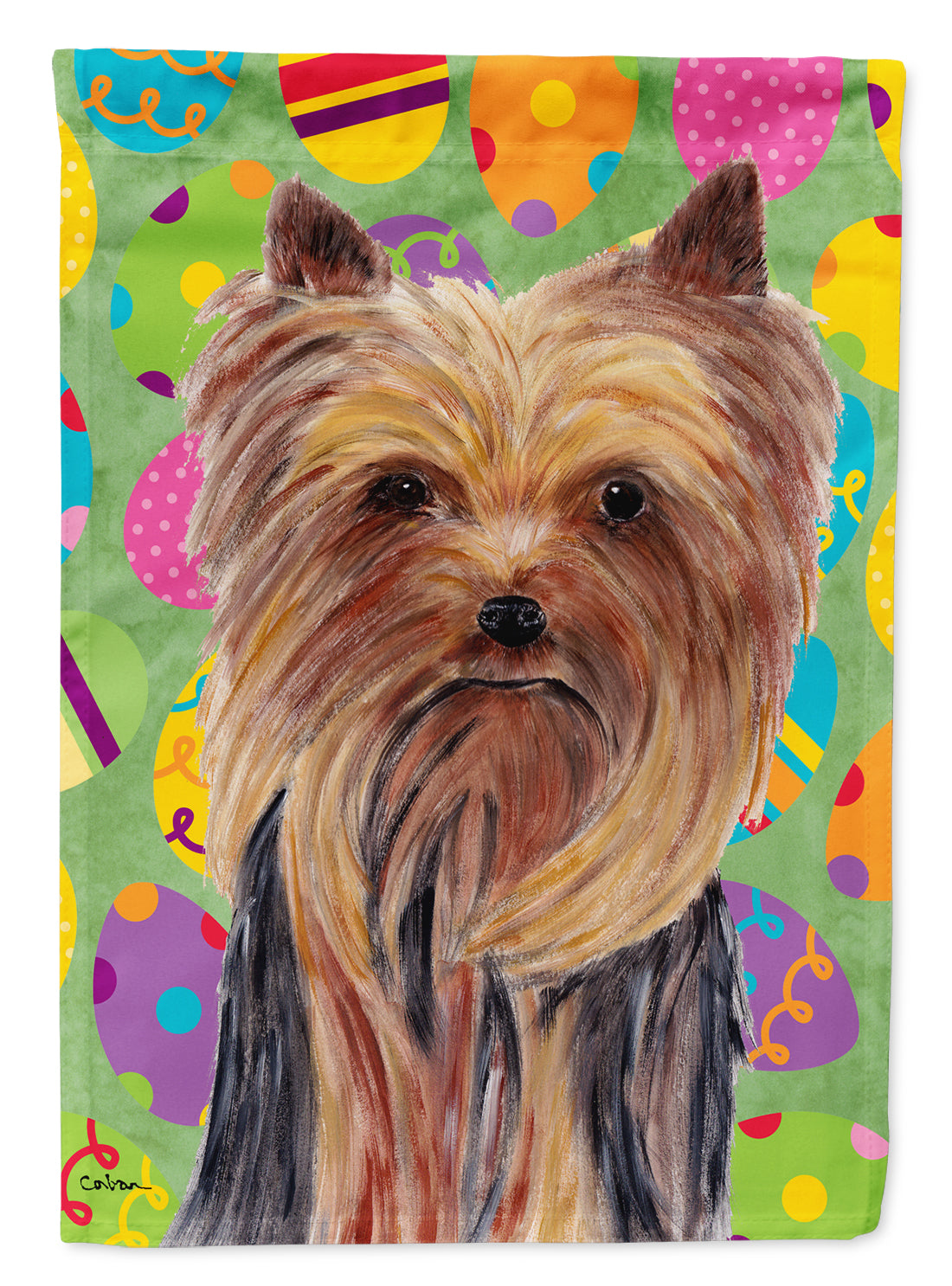 Yorkie Easter Eggtravaganza Flag Canvas House Size