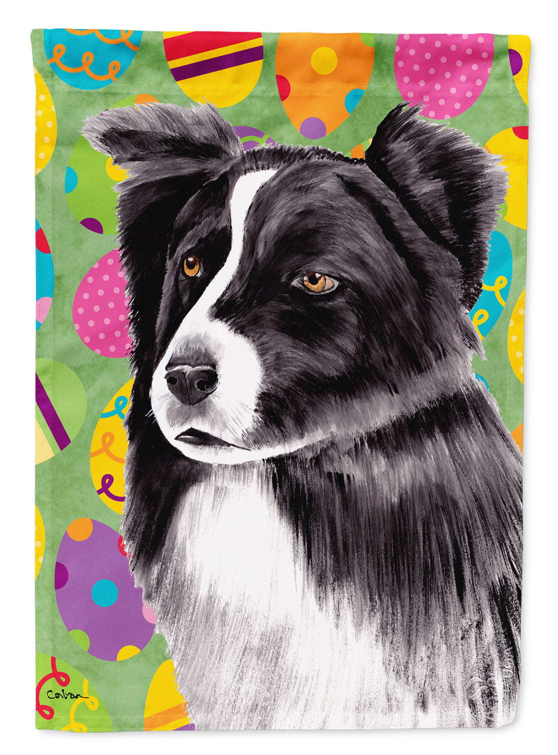 Border Collie Easter Eggtravaganza Flag Canvas House Size