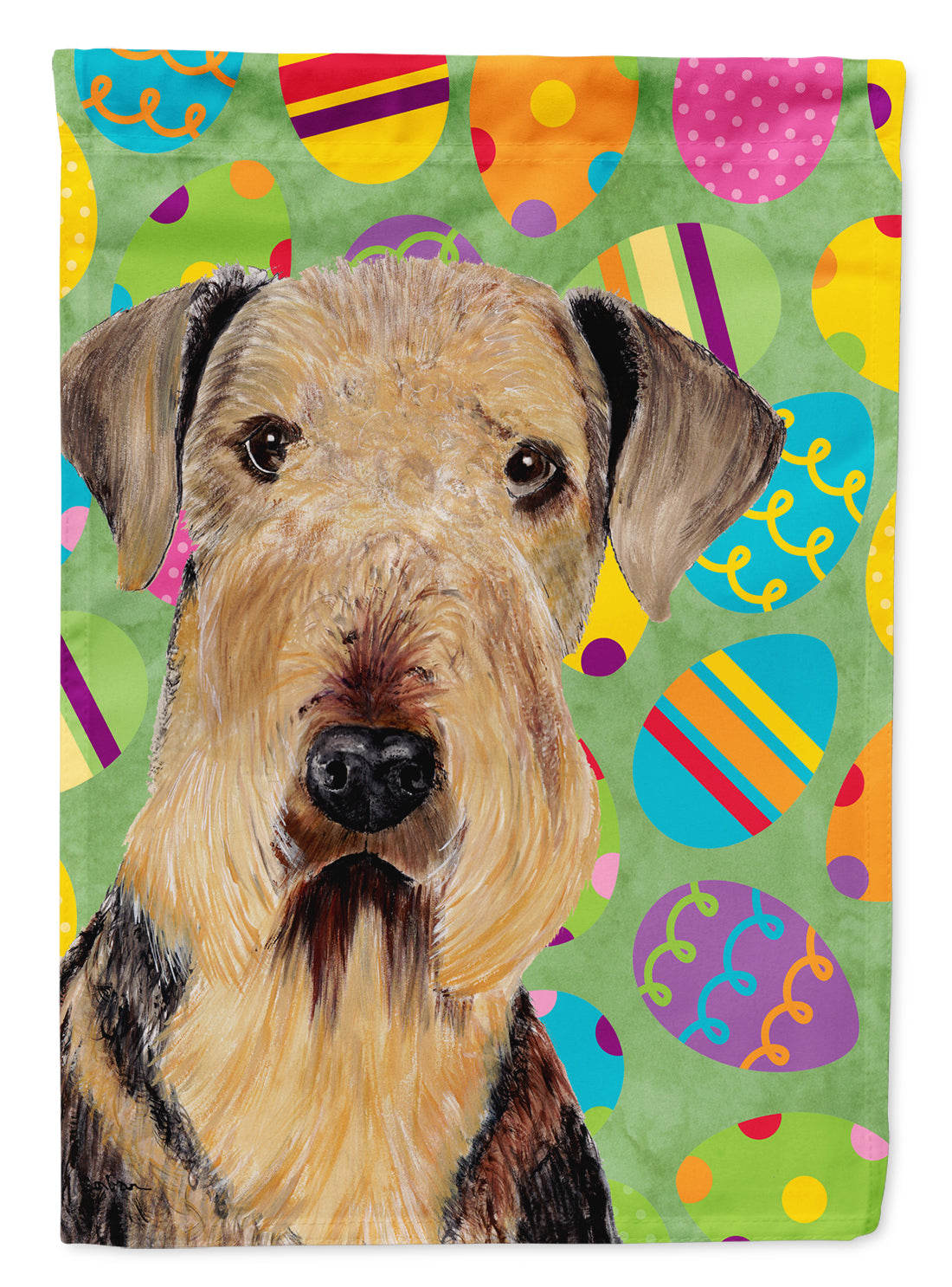 Airedale Easter Eggtravaganza Flag Canvas House Size