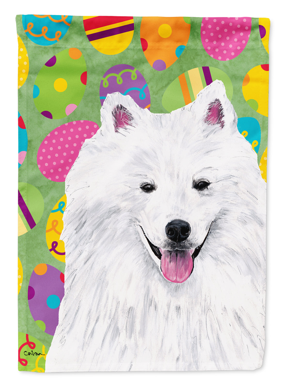 American Eskimo Easter Eggtravaganza Flag Canvas House Size  the-store.com.