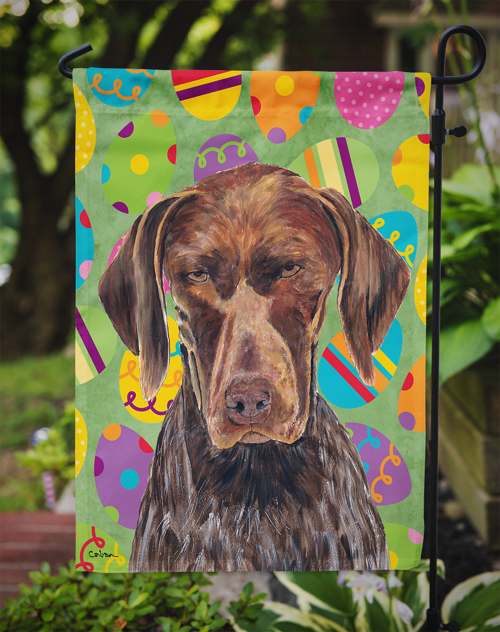 German Shorthaired Pointer Easter Eggtravaganza Flag Garden Size  the-store.com.