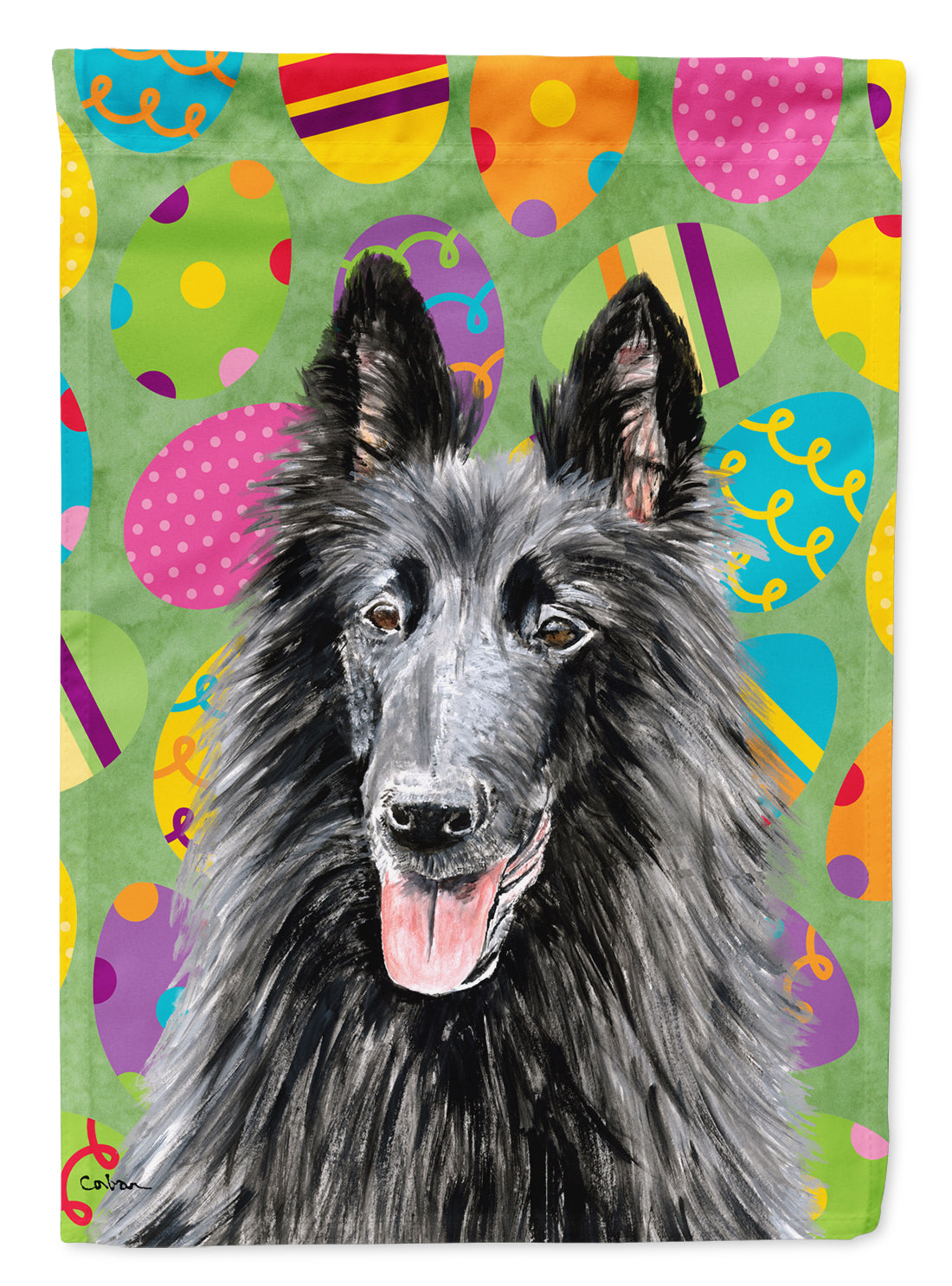 Caroline's Treasures Belgian Sheepdog Easter Eggtravaganza Garden Flag - Outdoor Decorative Yard Flag