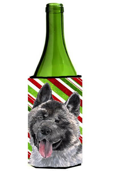 Akita Candy Cane Holiday Christmas Wine Bottle Beverage Insulator Hugger SC9480LITERK by Caroline&#39;s Treasures