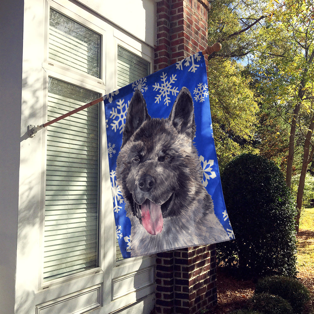Akita Winter Snowflakes Holiday Flag Canvas House Size SC9481CHF  the-store.com.