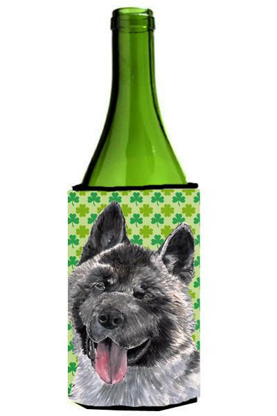 Akita St. Patrick&#39;s Day Shamrock Wine Bottle Beverage Insulator Hugger SC9483LITERK by Caroline&#39;s Treasures