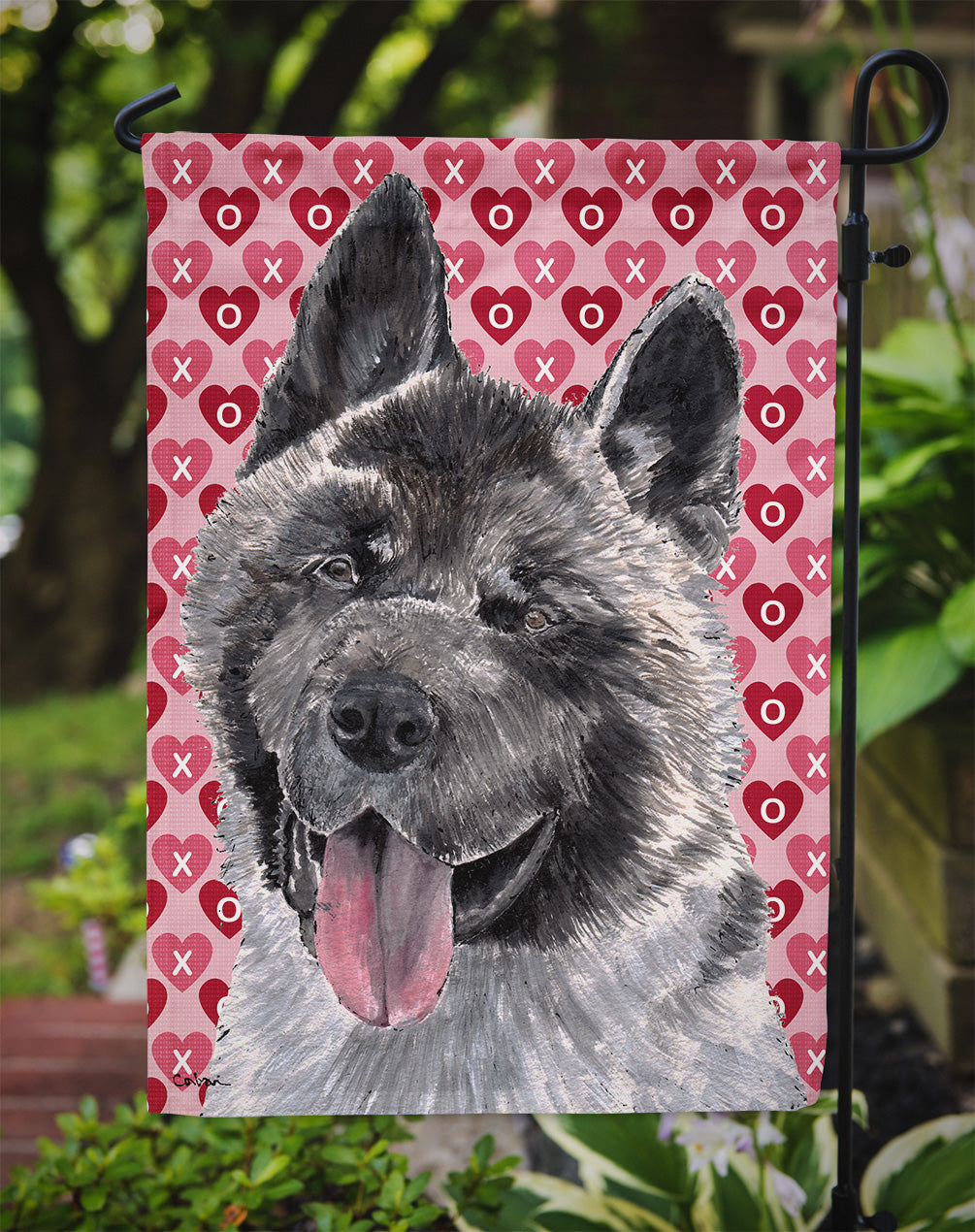 Akita Hearts Love and Valentine's Day Flag Garden Size SC9484GF  the-store.com.