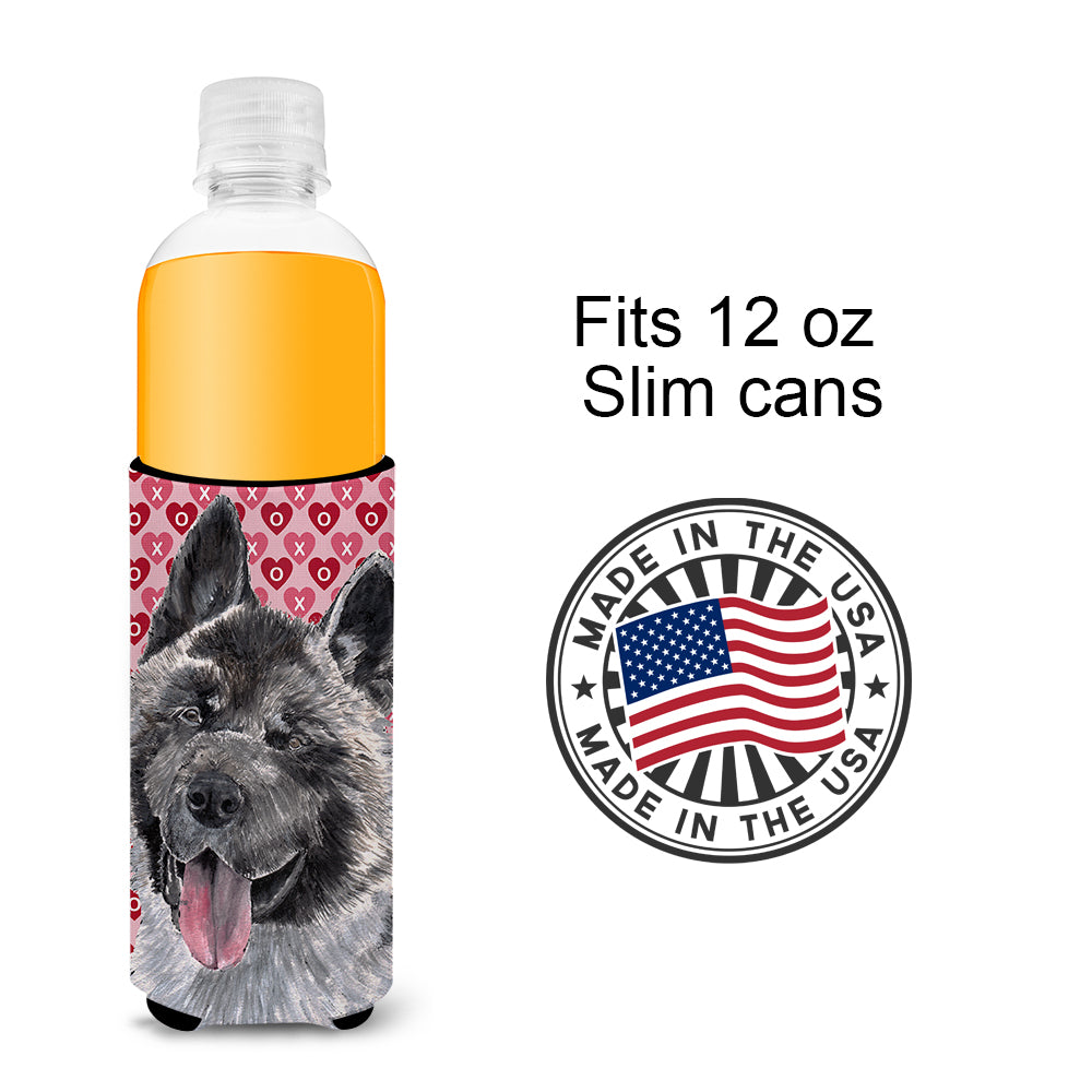 Akita Hearts Love and Valentine's Day Ultra Beverage Insulators for slim cans SC9484MUK.