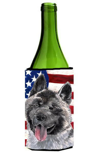 Akita USA Patriotic American Flag Wine Bottle Beverage Insulator Hugger SC9487LITERK by Caroline&#39;s Treasures