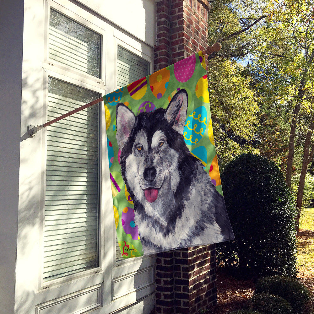 Alaskan Malamute Easter Eggtravaganza Flag Canvas House Size SC9489CHF  the-store.com.