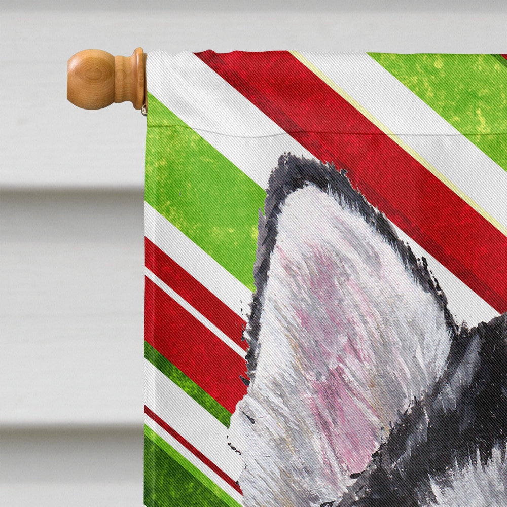 Alaskan Malamute Candy Cane Holiday Christmas Flag Canvas House Size SC9490CHF  the-store.com.