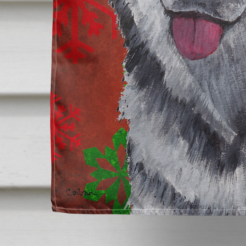 Alaskan Malamute Red Snowflakes Holiday Christmas  Flag Canvas House Size SC9492CHF  the-store.com.
