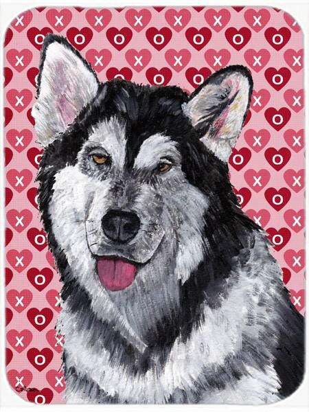 Alaskan Malamute Hearts Love and Valentine&#39;s Day Glass Cutting Board Large Size SC9494LCB by Caroline&#39;s Treasures