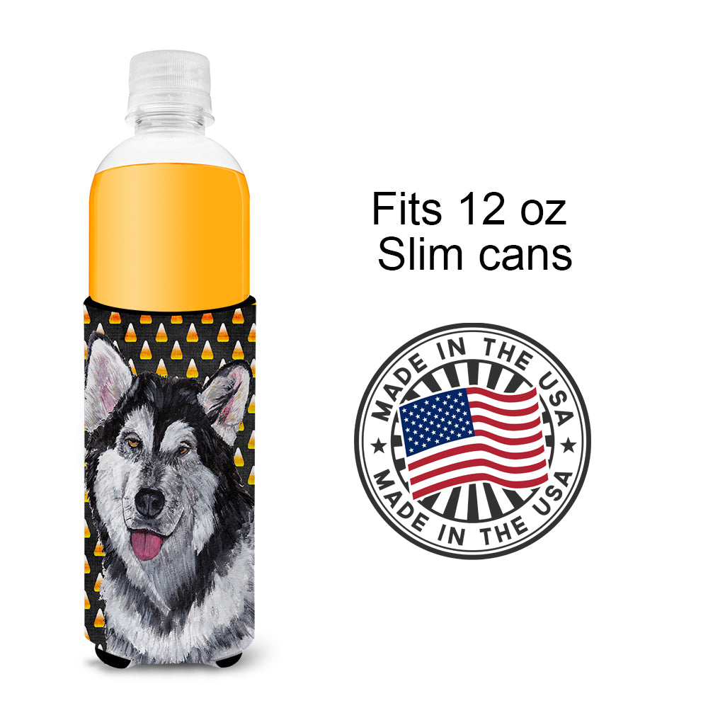 Alaskan Malamute Candy Corn Halloween Ultra Beverage Insulators for slim cans SC9496MUK.