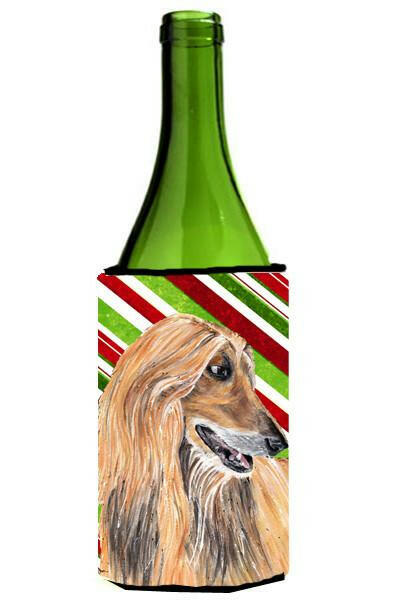 Afghan Hound Candy Cane Holiday Christmas Wine Bottle Beverage Insulator Hugger SC9498LITERK by Caroline&#39;s Treasures