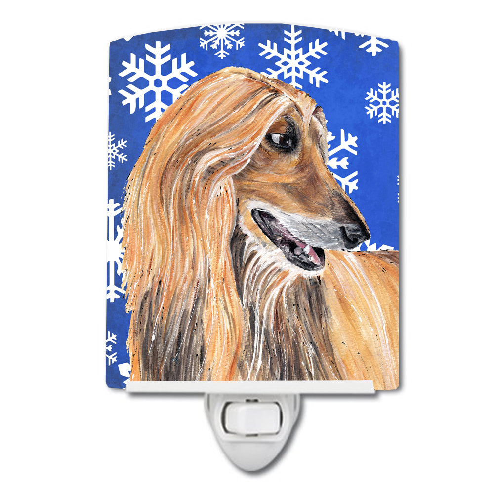 Afghan Hound Winter Snowflakes Holiday Ceramic Night Light SC9499CNL - the-store.com