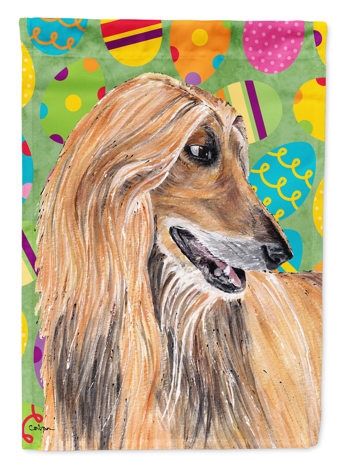 Afghan Hound Easter Eggtravaganza Flag Canvas House Size SC9500CHF