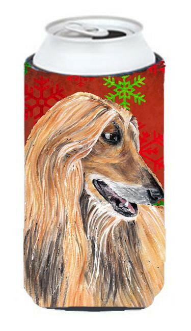Afghan Hound Red Snowflakes Holiday Christmas  Tall Boy Beverage Insulator Hugger SC9501TBC by Caroline&#39;s Treasures