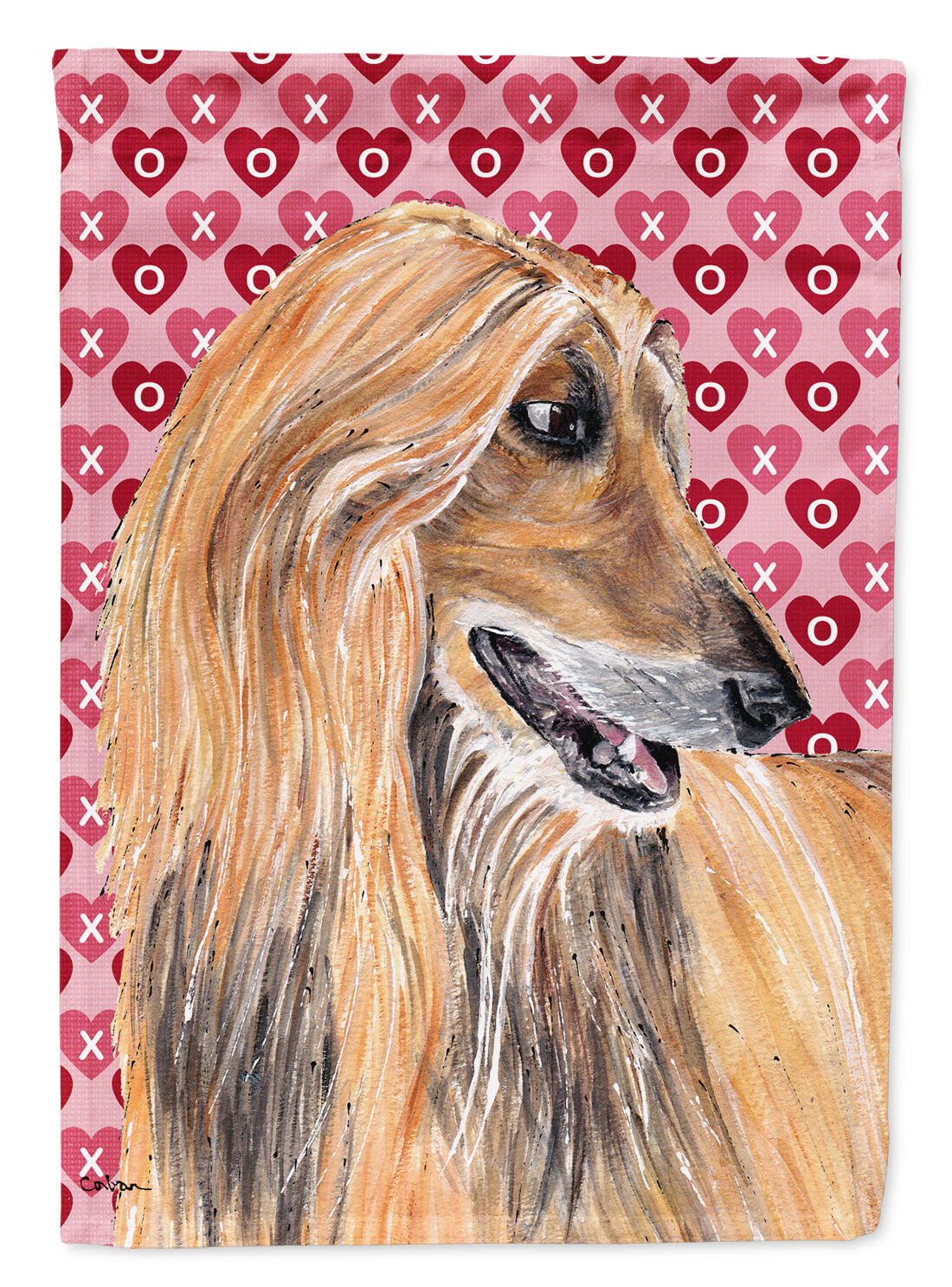 Afghan Hound Hearts Love and Valentine&#39;s Day Flag Canvas House Size SC9503CHF