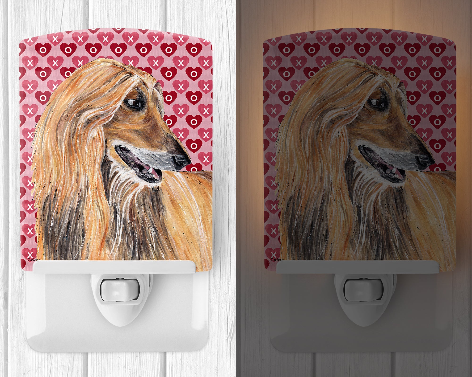 Afghan Hound Hearts Love and Valentine's Day Ceramic Night Light SC9503CNL - the-store.com