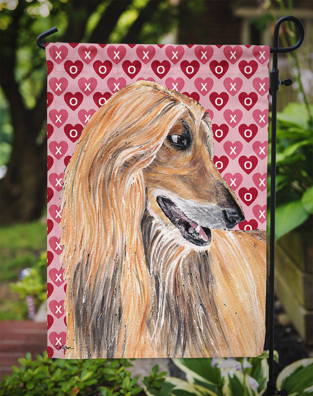 Afghan Hound Hearts Love and Valentine's Day Flag Garden Size SC9503GF  the-store.com.