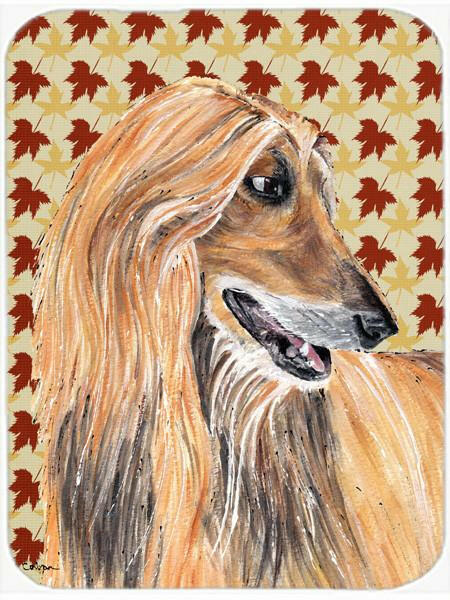Afghan Hound Fall Leaves Glass Cutting Board Large Size SC9504LCB by Caroline&#39;s Treasures