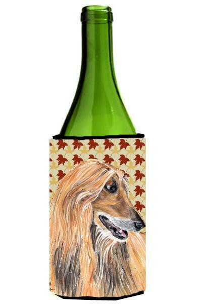 Afghan Hound Fall Leaves Wine Bottle Beverage Insulator Hugger SC9504LITERK by Caroline&#39;s Treasures