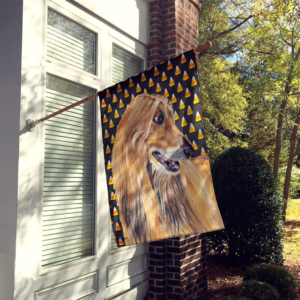 Afghan Hound Candy Corn Halloween Flag Canvas House Size SC9505CHF  the-store.com.