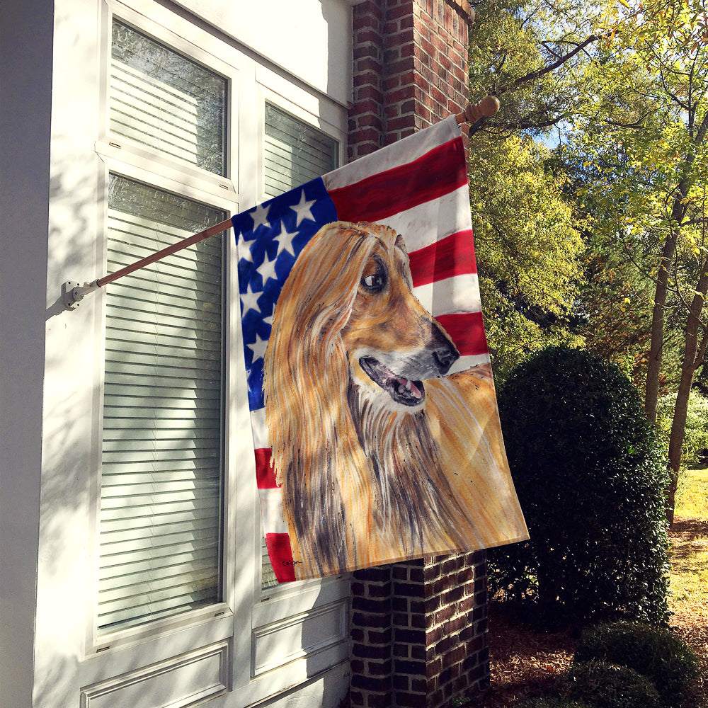 Afghan Hound USA Patriotic American Flag Flag Canvas House Size SC9506CHF  the-store.com.