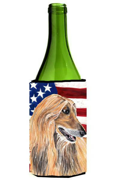 Afghan Hound USA Patriotic American Flag Wine Bottle Beverage Insulator Hugger SC9506LITERK by Caroline's Treasures