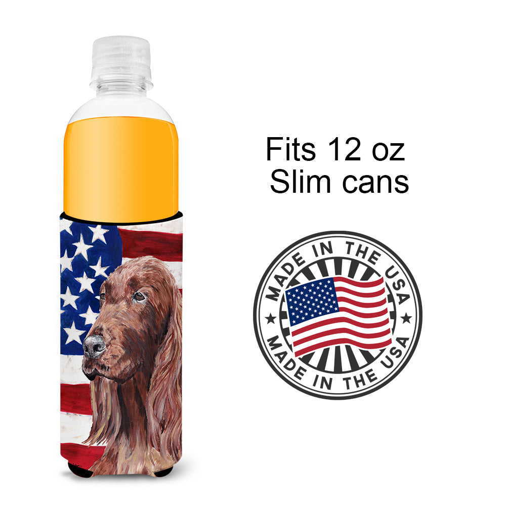 Irish Setter USA American Flag Ultra Beverage Insulators for slim cans.
