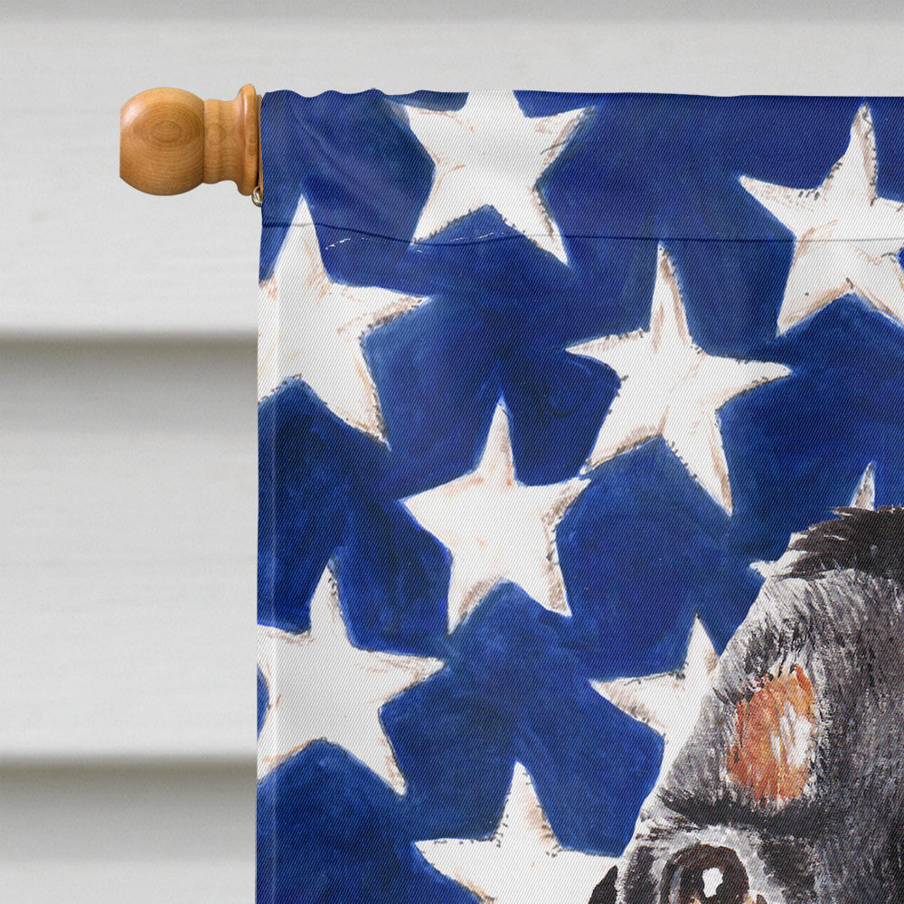 Coonhound Black and Tan USA American Flag Flag Canvas House Size  the-store.com.