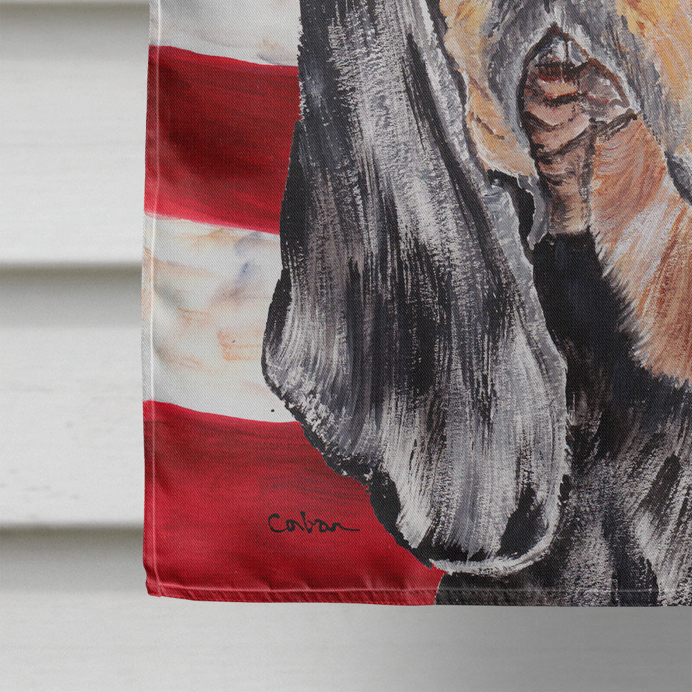 Coonhound Black and Tan USA American Flag Flag Canvas House Size  the-store.com.