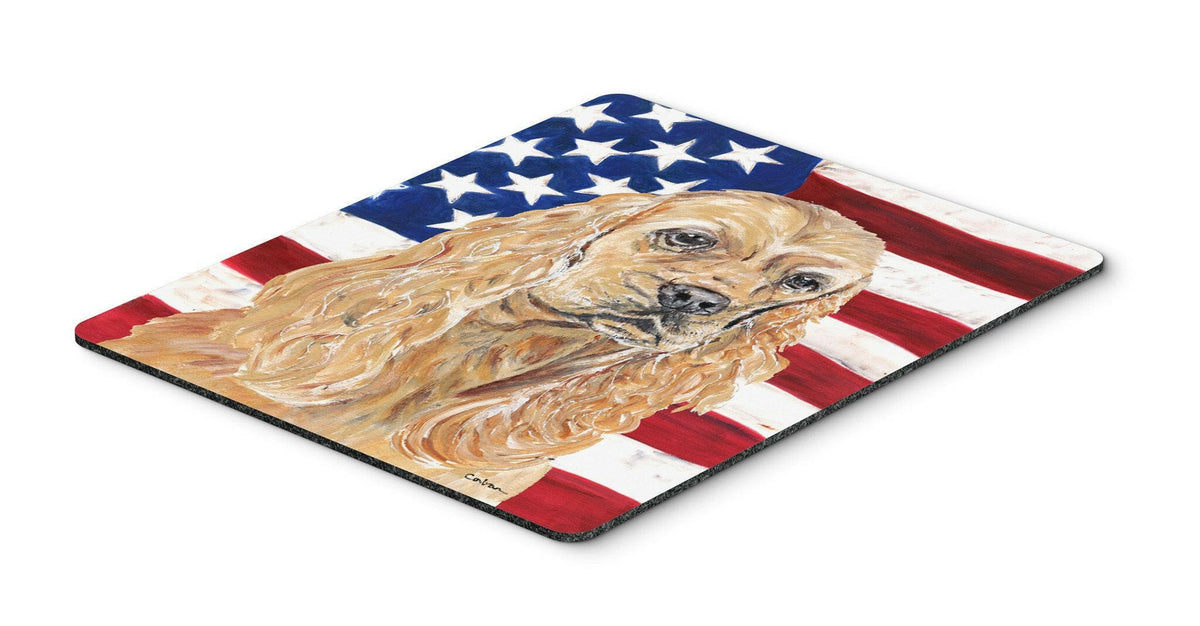 Cocker Spaniel Buff USA American Flag Mouse Pad, Hot Pad or Trivet by Caroline&#39;s Treasures